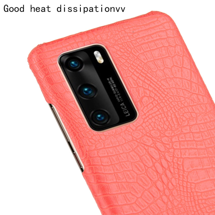 For Huawei P40 Shockproof Crocodile Texture PC + PU Case(Red)