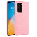 For Huawei P40 Shockproof Crocodile Texture PC + PU Case(Pink)