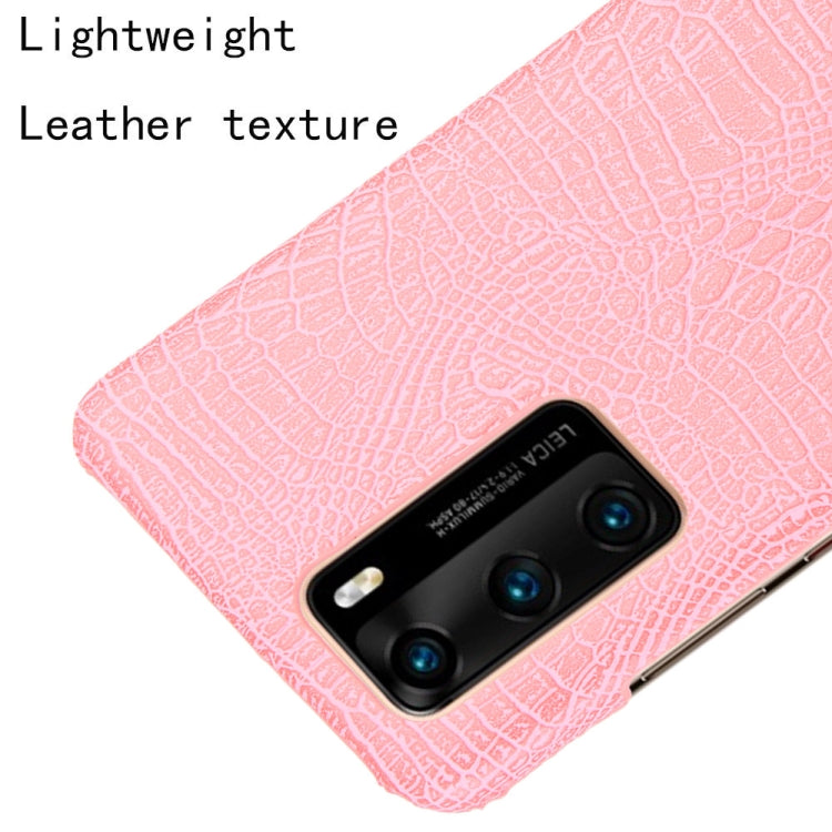 For Huawei P40 Shockproof Crocodile Texture PC + PU Case(Pink)