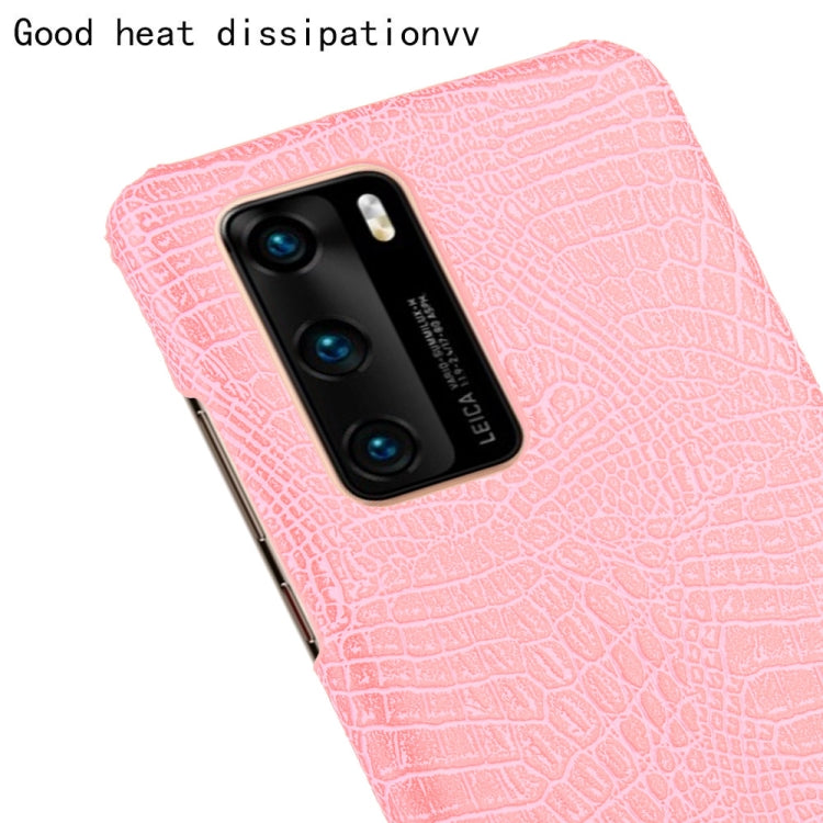 For Huawei P40 Shockproof Crocodile Texture PC + PU Case(Pink)