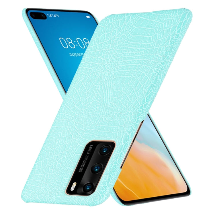 For Huawei P40 Shockproof Crocodile Texture PC + PU Case(Light green)