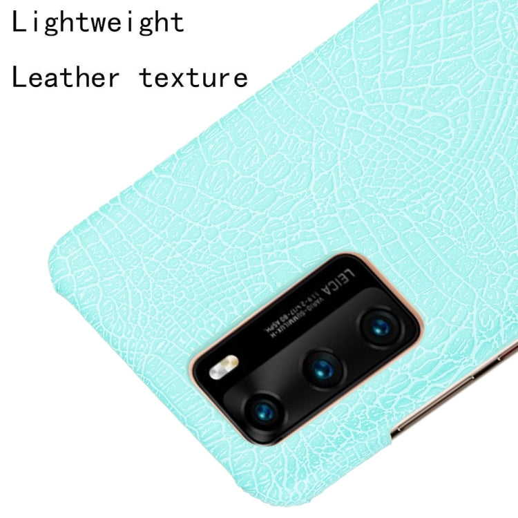 For Huawei P40 Shockproof Crocodile Texture PC + PU Case(Light green)