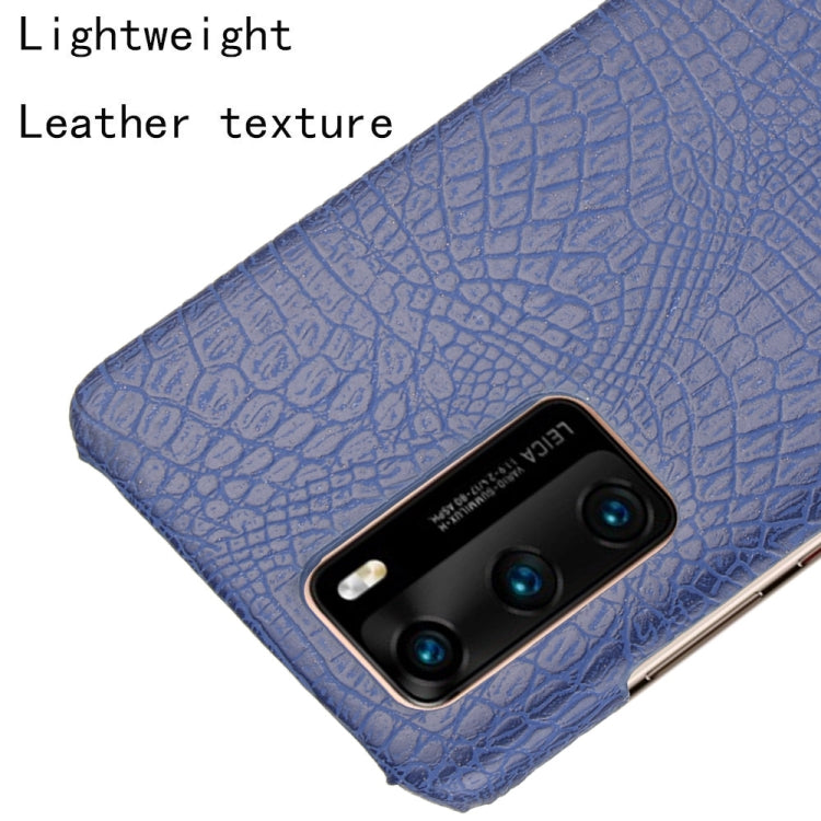 For Huawei P40 Shockproof Crocodile Texture PC + PU Case(Blue)
