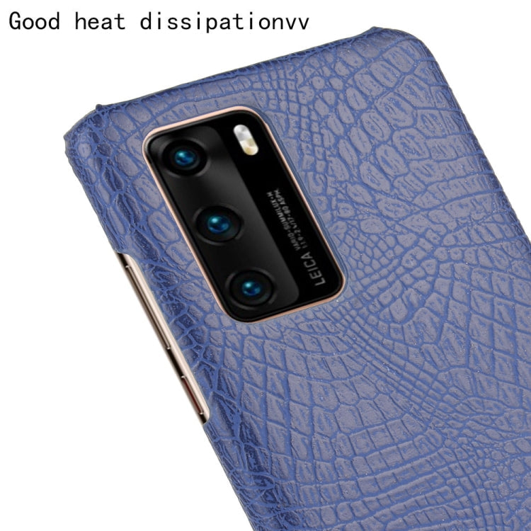For Huawei P40 Shockproof Crocodile Texture PC + PU Case(Blue)