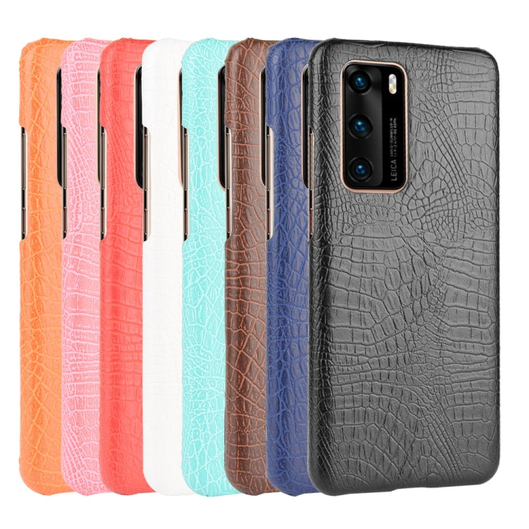 For Huawei P40 Shockproof Crocodile Texture PC + PU Case(Blue)