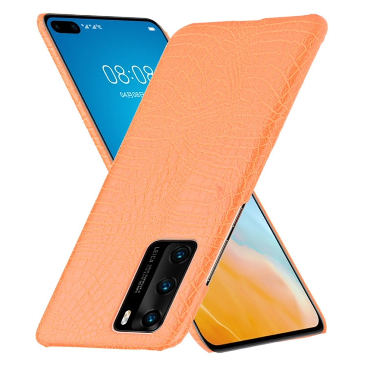 For Huawei P40 Shockproof Crocodile Texture PC + PU Case(Orange)
