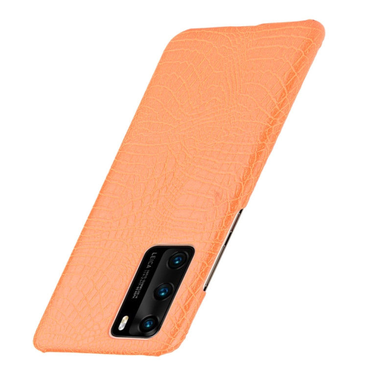For Huawei P40 Shockproof Crocodile Texture PC + PU Case(Orange)