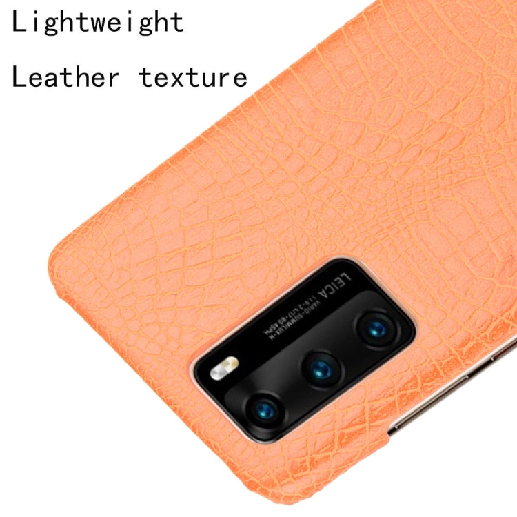 For Huawei P40 Shockproof Crocodile Texture PC + PU Case(Orange)