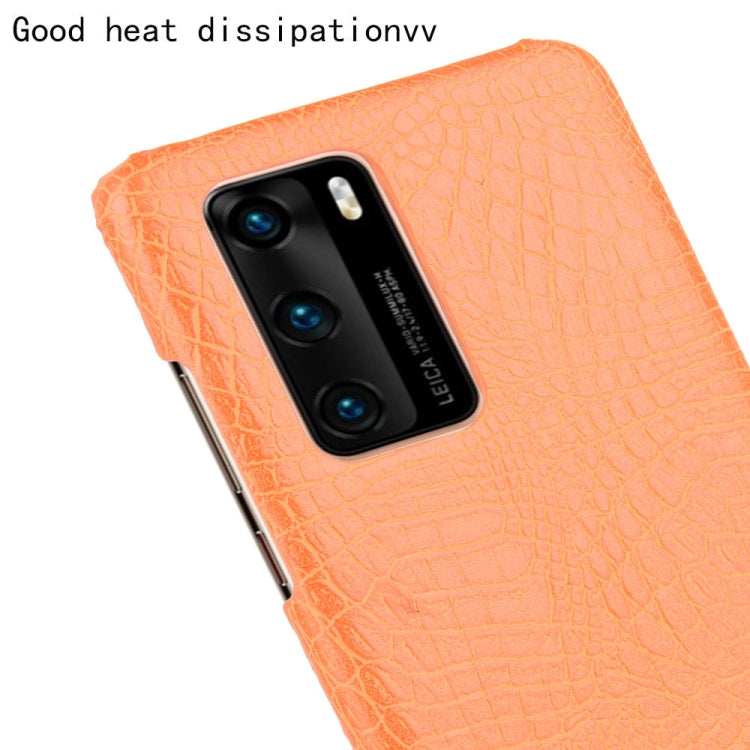For Huawei P40 Shockproof Crocodile Texture PC + PU Case(Orange)