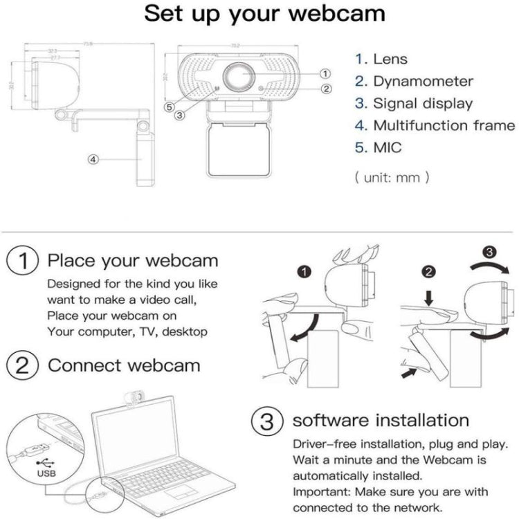 Full HD 1080P Web Camera With Noise Cancellation Microphone Skype Streaming Live Camera for Computer Android TV