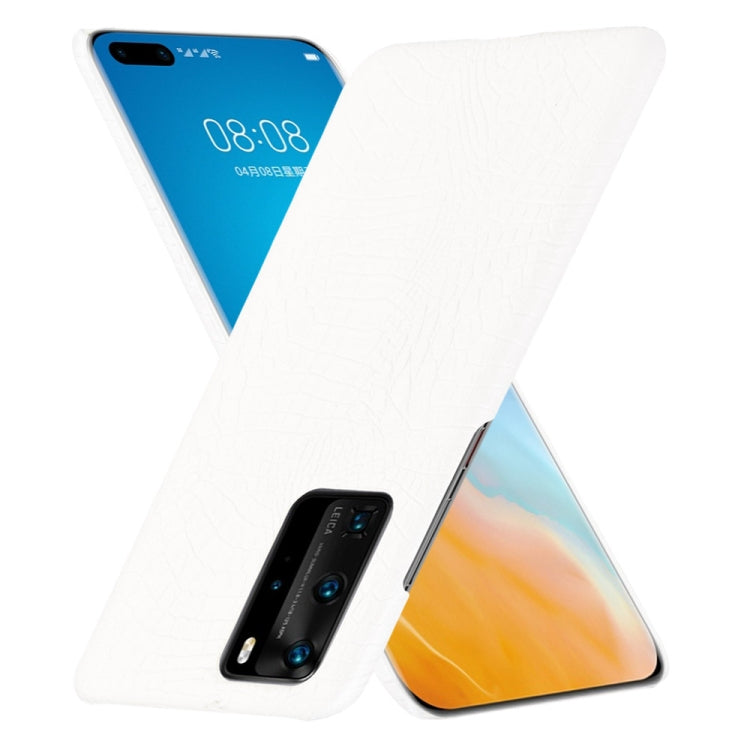 For Huawei P40 Pro Shockproof Crocodile Texture PC + PU Case(White)