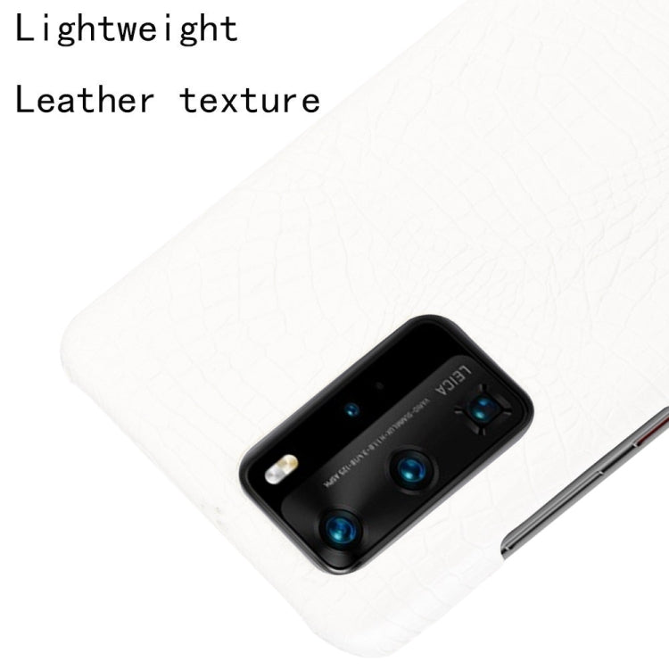 For Huawei P40 Pro Shockproof Crocodile Texture PC + PU Case(White)