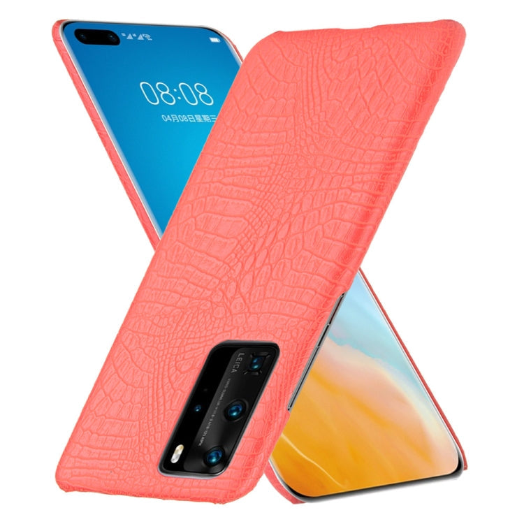 For Huawei P40 Pro Shockproof Crocodile Texture PC + PU Case(Red)