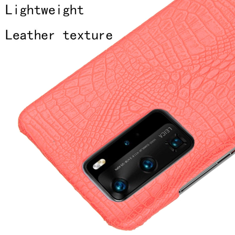 For Huawei P40 Pro Shockproof Crocodile Texture PC + PU Case(Red)