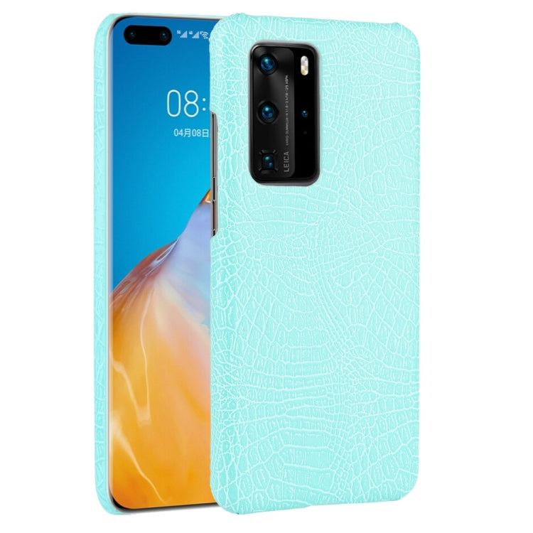For Huawei P40 Pro Shockproof Crocodile Texture PC + PU Case(Lighte green)