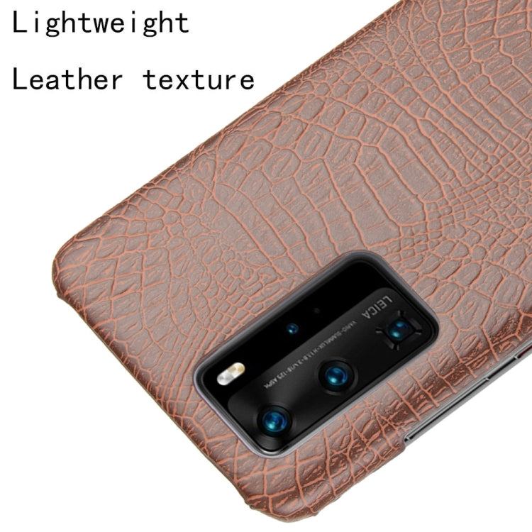 For Huawei P40 Pro Shockproof Crocodile Texture PC + PU Case(Brown)