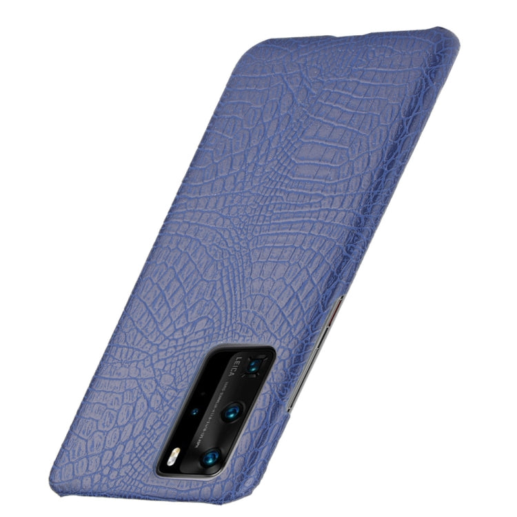 For Huawei P40 Pro Shockproof Crocodile Texture PC + PU Case(Blue)