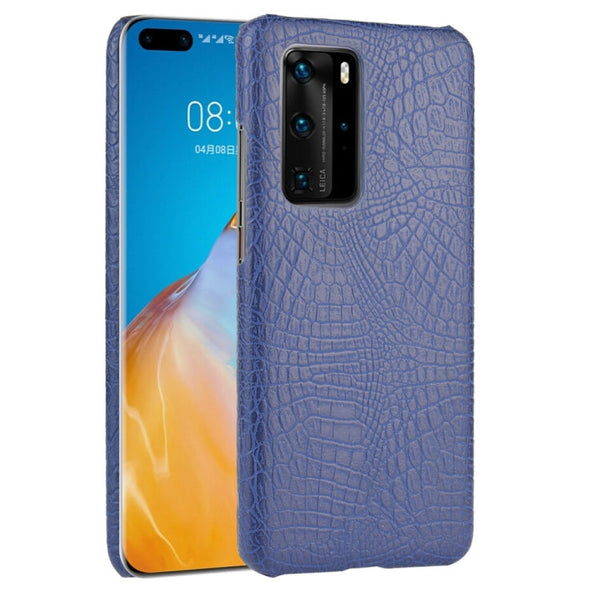 For Huawei P40 Pro Shockproof Crocodile Texture PC + PU Case(Blue)