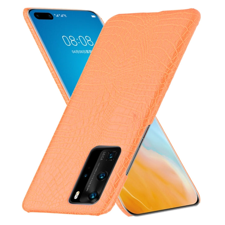For Huawei P40 Pro Shockproof Crocodile Texture PC + PU Case(Orange)
