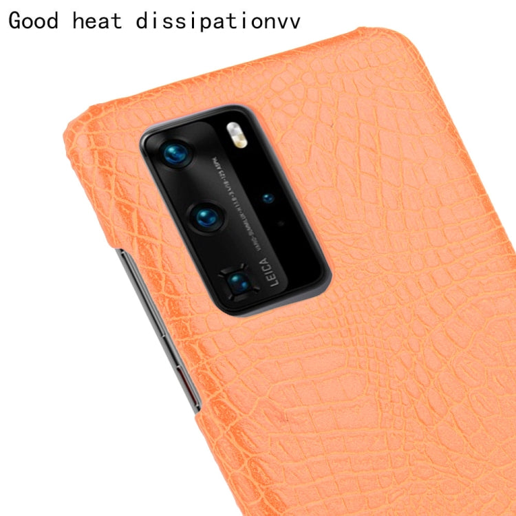 For Huawei P40 Pro Shockproof Crocodile Texture PC + PU Case(Orange)
