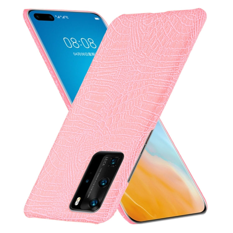 For Huawei P40 Pro Shockproof Crocodile Texture PC + PU Case(Pink)