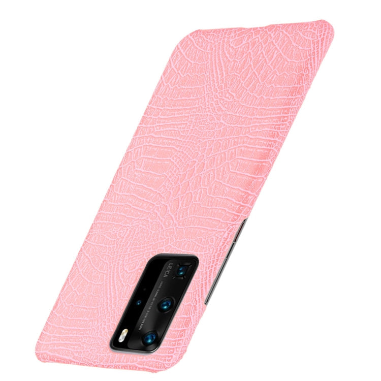 For Huawei P40 Pro Shockproof Crocodile Texture PC + PU Case(Pink)