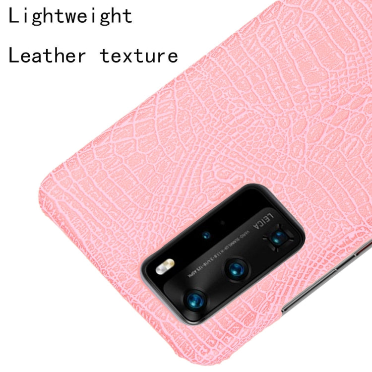 For Huawei P40 Pro Shockproof Crocodile Texture PC + PU Case(Pink)