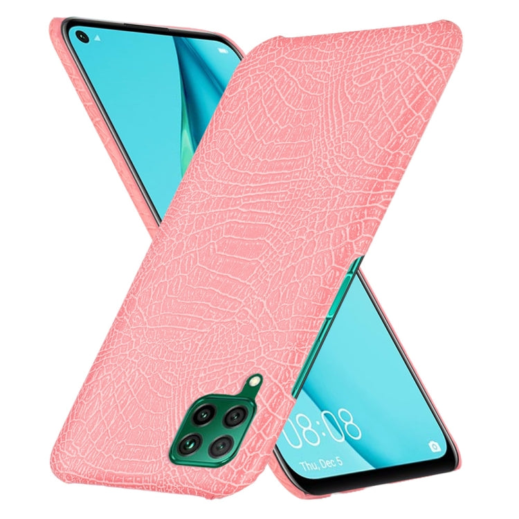 For Huawei P40 lite/Nova7i/Nova6 SE Shockproof Crocodile Texture PC + PU Case(Pink)
