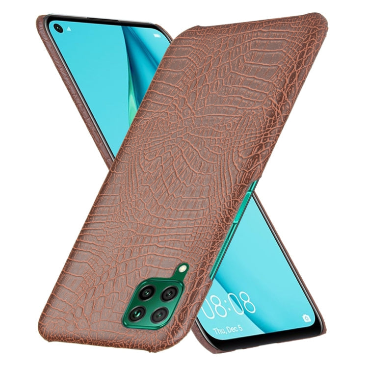 For Huawei P40 lite/Nova7i/Nova6 SE Shockproof Crocodile Texture PC + PU Case(Brown)