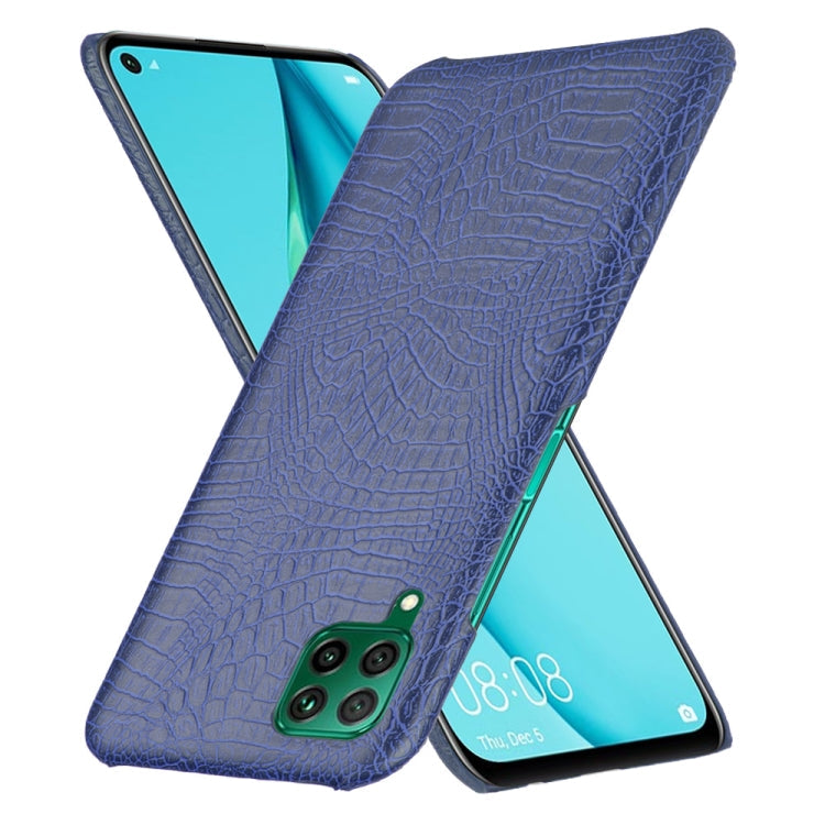 For Huawei P40 lite/Nova7i/Nova6 SE Shockproof Crocodile Texture PC + PU Case(Blue)