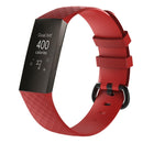 Diamond Pattern Silicone Watch Band for Fitbit Charge 4 Large Size:210*18mm(Red)
