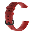 Diamond Pattern Silicone Watch Band for Fitbit Charge 4 Large Size:210*18mm(Red)