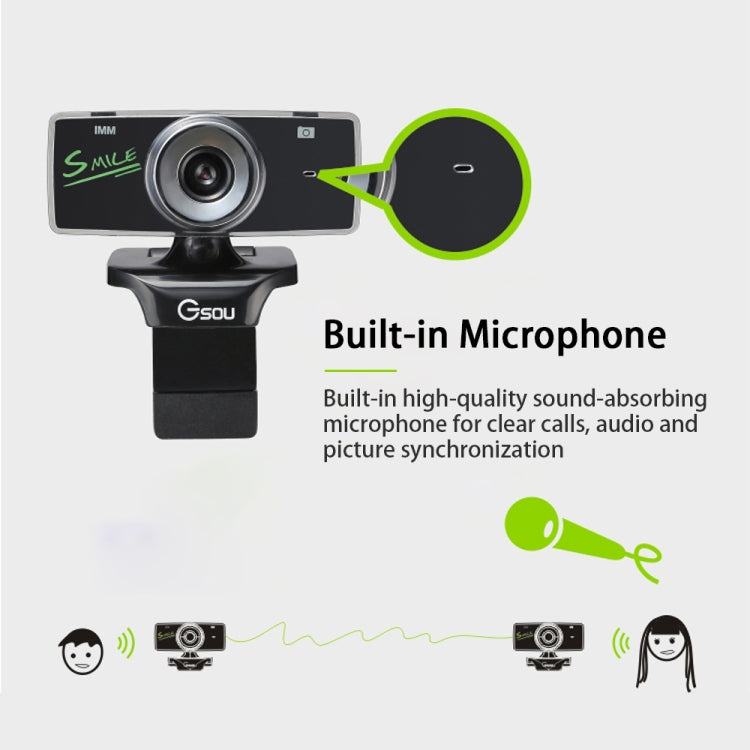 Gsou B18S HD Webcam Built-in Microphone Smart Web Camera USB Streaming Live Camera With Noise Cancellation