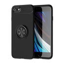 For iPhone SE 2022 / SE 2020 Metal Ring Holder 360 Degree Rotating TPU Case(Black+Black)