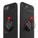 For iPhone SE 2022 / SE 2020 Metal Ring Holder 360 Degree Rotating TPU Case(Black+Black)