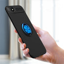 For iPhone SE 2022 / SE 2020 Metal Ring Holder 360 Degree Rotating TPU Case(Black+Black)
