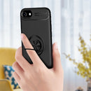 For iPhone SE 2022 / SE 2020 Metal Ring Holder 360 Degree Rotating TPU Case(Black+Black)