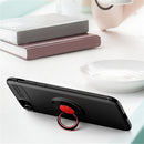For iPhone SE 2022 / SE 2020 Metal Ring Holder 360 Degree Rotating TPU Case(Black+Black)