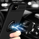 For iPhone SE 2022 / SE 2020 Metal Ring Holder 360 Degree Rotating TPU Case(Black+Black)
