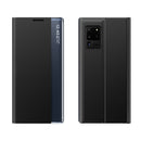 For Galaxy S20 Plus Side Display Magnetic Horizontal Flip Plain Texture Cloth + PC Case with Holder & Sleep / Wake-up Function(Black)