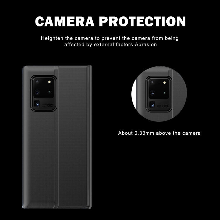 For Galaxy S20 Plus Side Display Magnetic Horizontal Flip Plain Texture Cloth + PC Case with Holder & Sleep / Wake-up Function(Black)