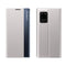 For Galaxy S20 Plus Side Display Magnetic Horizontal Flip Plain Texture Cloth + PC Case with Holder & Sleep / Wake-up Function(Silver)