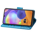 For Galaxy A31 Butterfly Love Flower Embossed Horizontal Flip Leather Case with Bracket / Card Slot / Wallet / Lanyard(Blue)