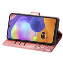 For Galaxy A31 Butterfly Love Flower Embossed Horizontal Flip Leather Case with Bracket / Card Slot / Wallet / Lanyard(Rose Gold)