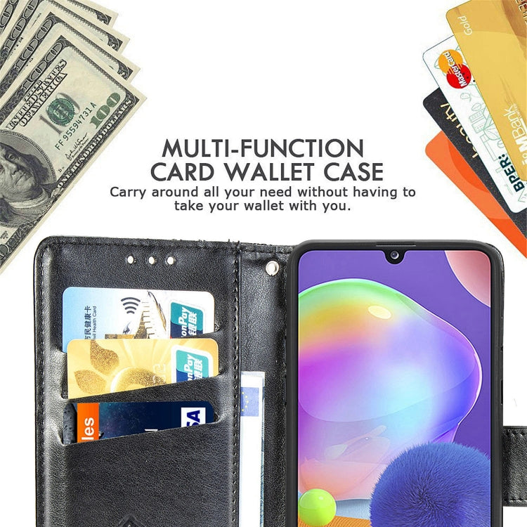 For Galaxy A31 Butterfly Love Flower Embossed Horizontal Flip Leather Case with Bracket / Card Slot / Wallet / Lanyard(Rose Gold)