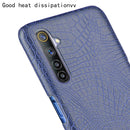 For Oppo Realme 6 Shockproof Crocodile Texture PC + PU Case(Blue)