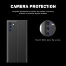 For Galaxy Note 10 Plus Side Display Magnetic Horizontal Flip Plain Texture Cloth + PC Case with Holder & Sleep / Wake-up Function(Dark Blue)