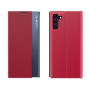 For Galaxy Note 10 Plus Side Display Magnetic Horizontal Flip Plain Texture Cloth + PC Case with Holder & Sleep / Wake-up Function(Red)