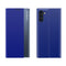 For Galaxy Note 10 Plus Side Display Magnetic Horizontal Flip Plain Texture Cloth + PC Case with Holder & Sleep / Wake-up Function(Blue)