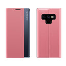 For Galaxy Note 9 Side Display Magnetic Horizontal Flip Plain Texture Cloth + PC Case with Holder & Sleep / Wake-up Function (Pink)